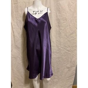 Whimsy Goth Purple Satin Slip Nightgown Dress Adjustable Straps Plus Size